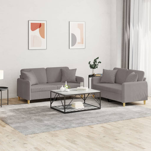 Set de canapele cu perne, 2 piese, gri taupe, textil - WALTI WALTI