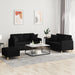 Set de canapele cu perne, 3 piese, negru, textil - WALTI WALTI