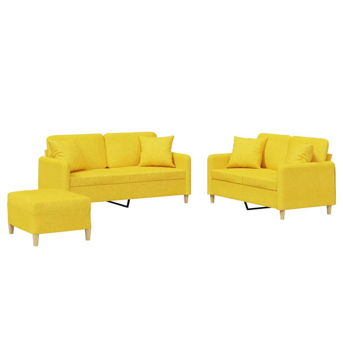 Set de canapele cu perne, 3 piese, galben deschis, textil - WALTI WALTI