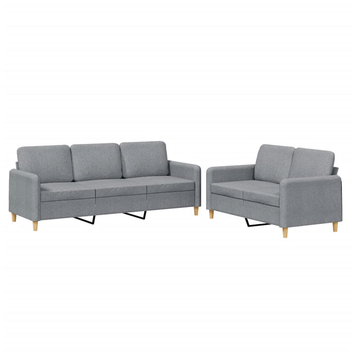 Set de canapele cu perne, 2 piese, gri deschis, textil - WALTI WALTI
