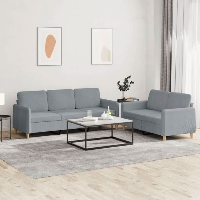 Set de canapele cu perne, 2 piese, gri deschis, textil - WALTI WALTI