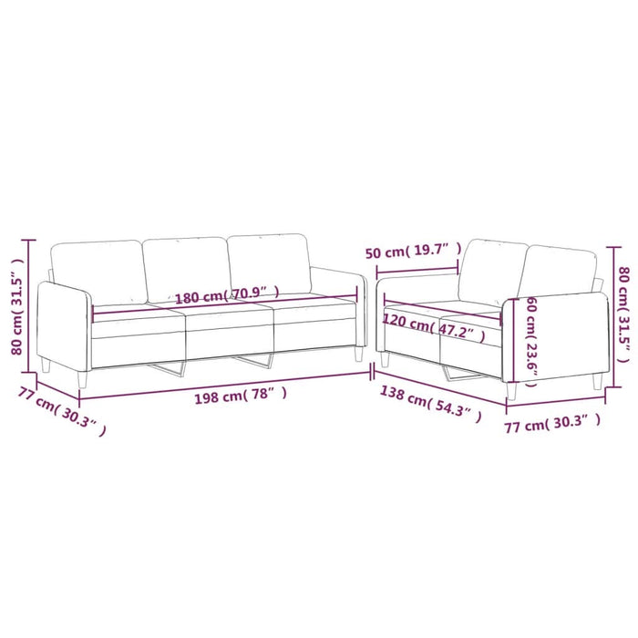Set de canapele cu perne, 2 piese, gri închis, textil - WALTI WALTI
