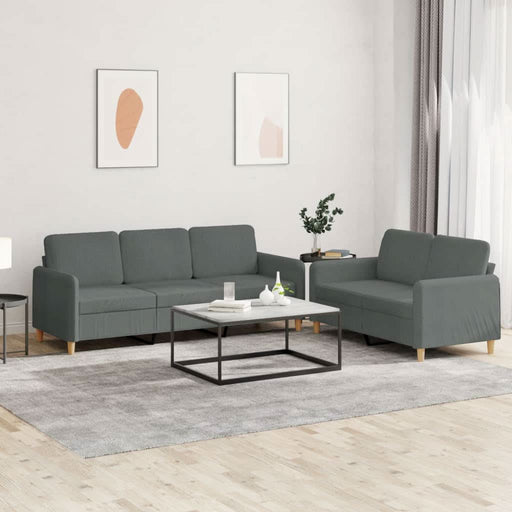 Set de canapele cu perne, 2 piese, gri închis, textil - WALTI WALTI