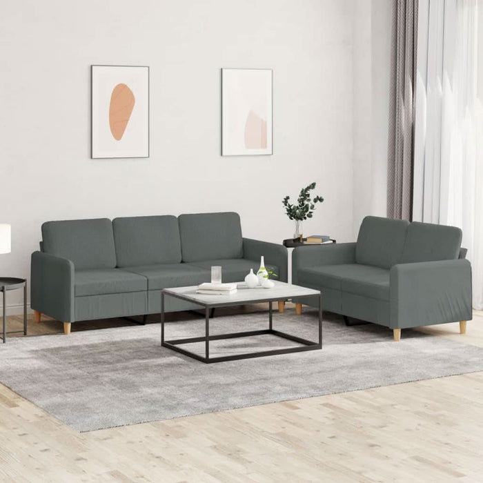 Set de canapele cu perne, 2 piese, gri închis, textil - WALTI WALTI