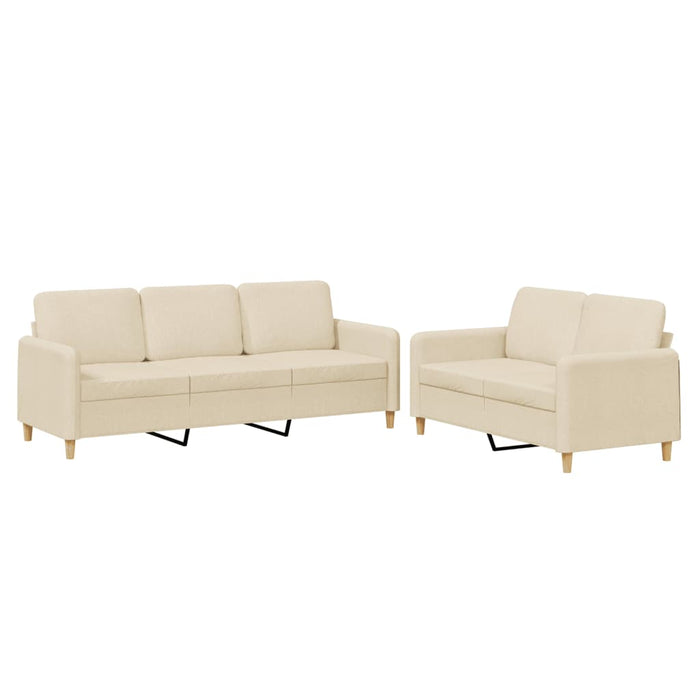 Set de canapele cu perne, 2 piese, crem, textil - WALTI WALTI
