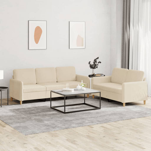 Set de canapele cu perne, 2 piese, crem, textil - WALTI WALTI