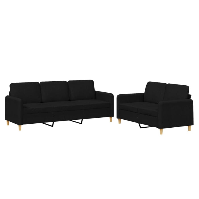 Set de canapele cu perne, 2 piese, negru, textil - WALTI WALTI