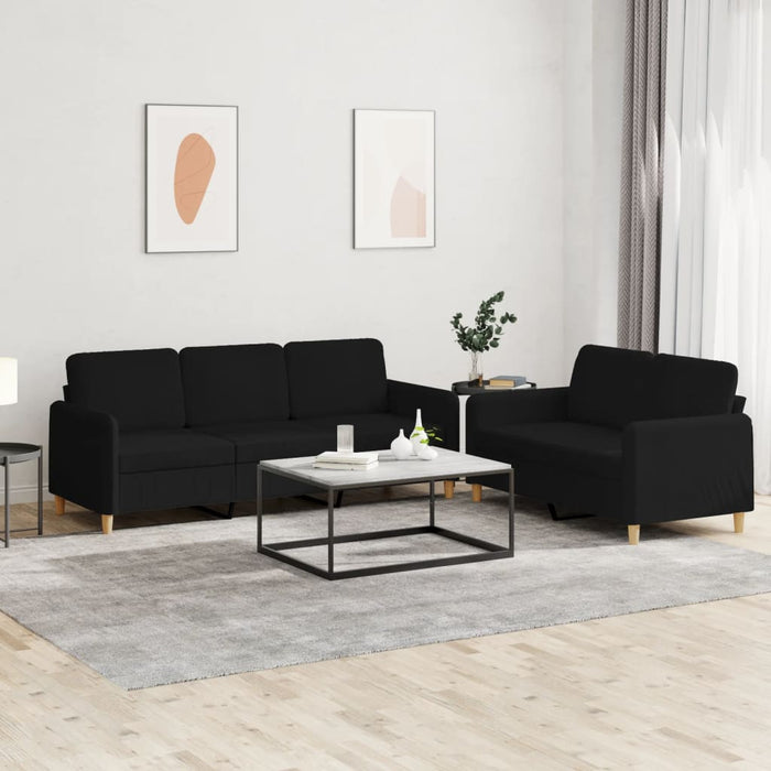 Set de canapele cu perne, 2 piese, negru, textil - WALTI WALTI
