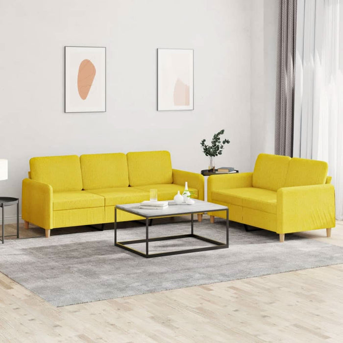 Set de canapele cu perne, 2 piese, galben deschis, textil - WALTI WALTI