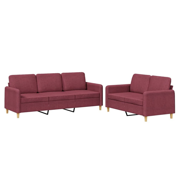 Set canapea cu perne, 2 piese, roșu vin, material textil - WALTI WALTI
