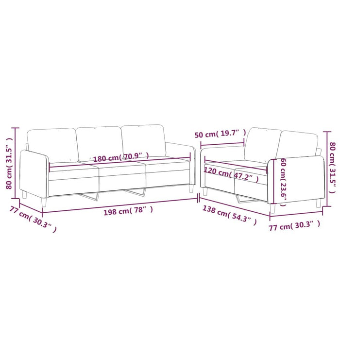 Set canapea cu perne, 2 piese, roșu vin, material textil - WALTI WALTI