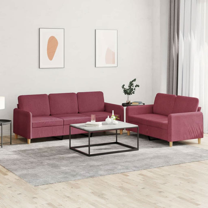 Set canapea cu perne, 2 piese, roșu vin, material textil - WALTI WALTI