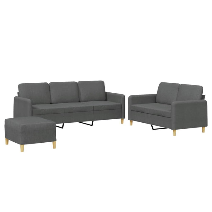 Set de canapele cu perne, 3 piese, gri închis, textil - WALTI WALTI