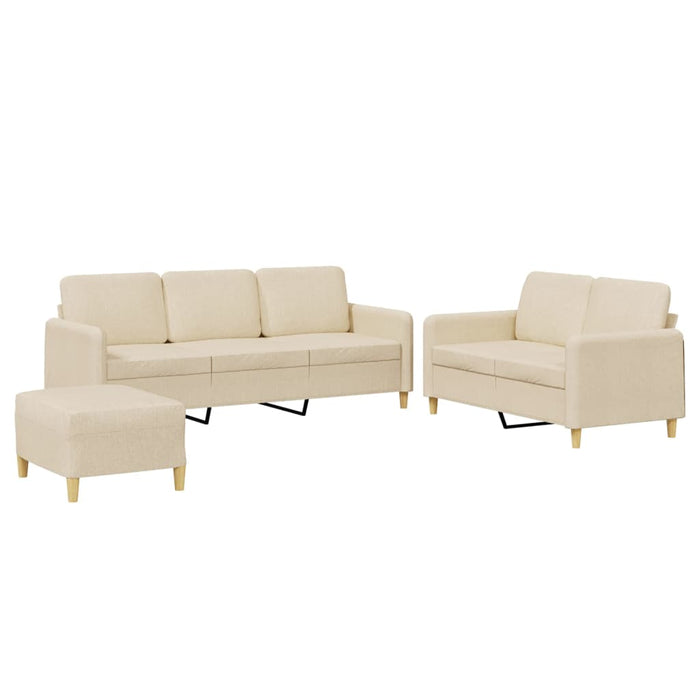 Set de canapele cu perne, 3 piese, crem, textil - WALTI WALTI
