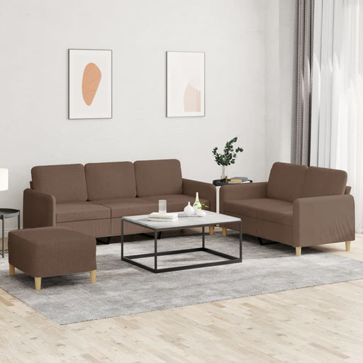 Set de canapele cu perne, 3 piese, maro, textil - WALTI WALTI