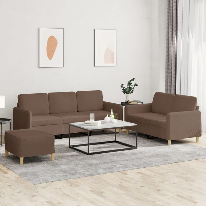 Set de canapele cu perne, 3 piese, maro, textil - WALTI WALTI