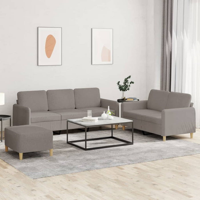 Set de canapea cu perne, 3 piese, gri taupe, material textil - WALTI WALTI