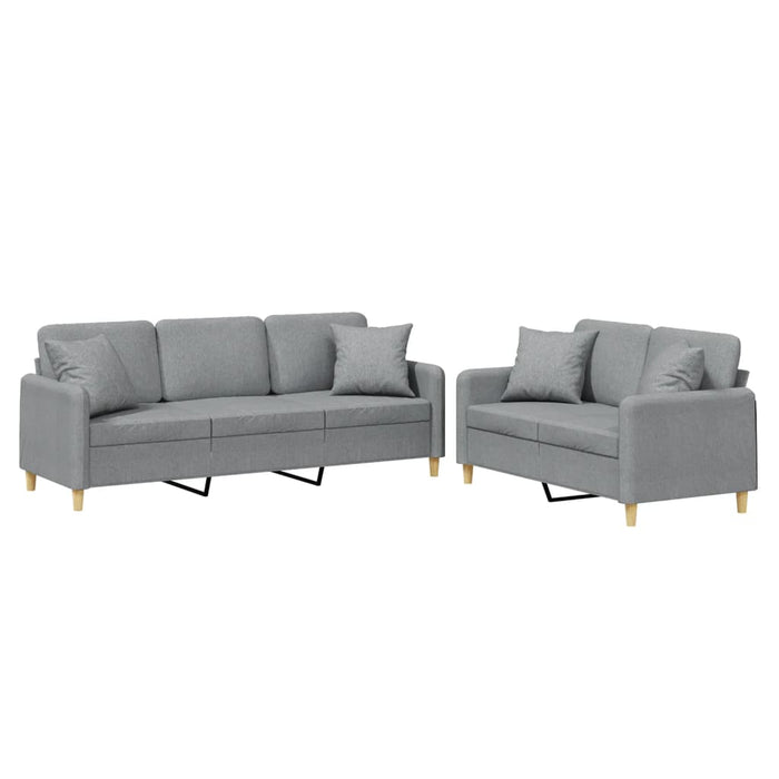 Set de canapele cu perne, 2 piese, gri deschis, material textil - WALTI WALTI