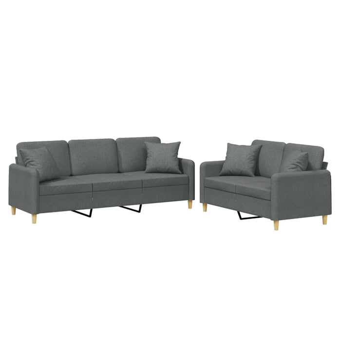 Set de canapele cu perne, 2 piese, gri închis, material textil - WALTI WALTI