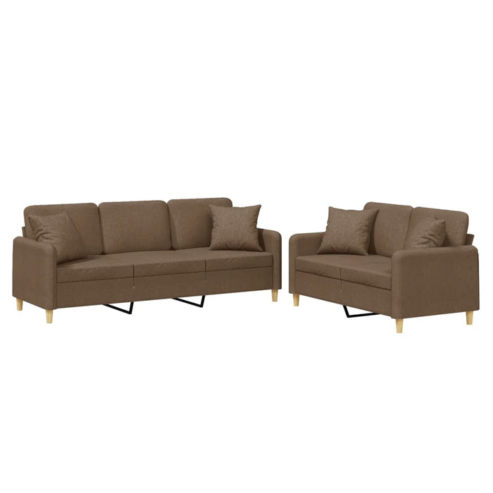 Set de canapele cu perne, 2 piese, maro, textil - WALTI WALTI