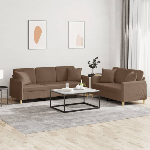 Set de canapele cu perne, 2 piese, maro, textil - WALTI WALTI