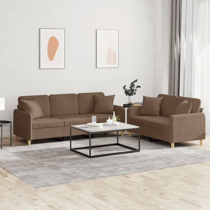 Set de canapele cu perne, 2 piese, maro, textil - WALTI WALTI