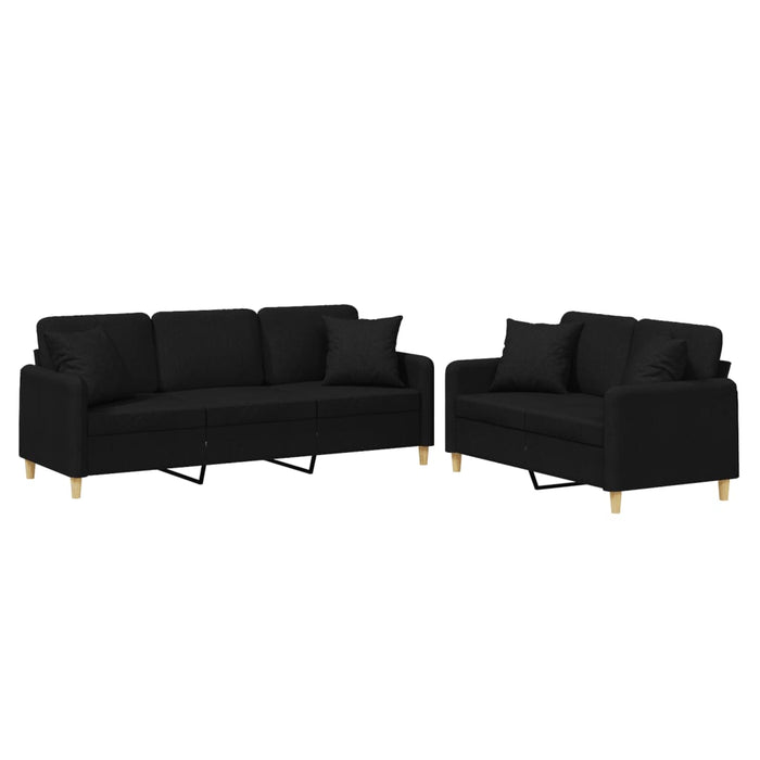 Set de canapele cu perne, 2 piese, negru, material textil - WALTI WALTI