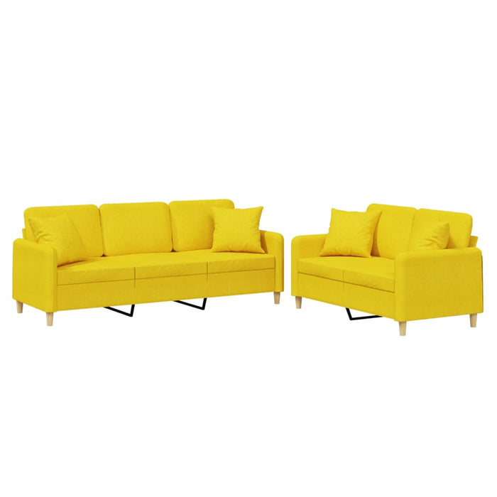 Set de canapele cu perne, 2 piese, galben deschis, textil - WALTI WALTI