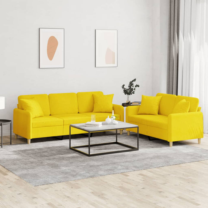 Set de canapele cu perne, 2 piese, galben deschis, textil - WALTI WALTI