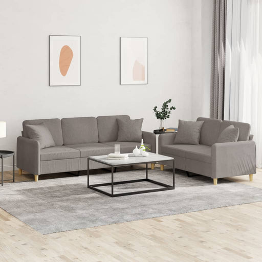 Set de canapele cu perne, 2 piese, gri taupe, textil - WALTI WALTI