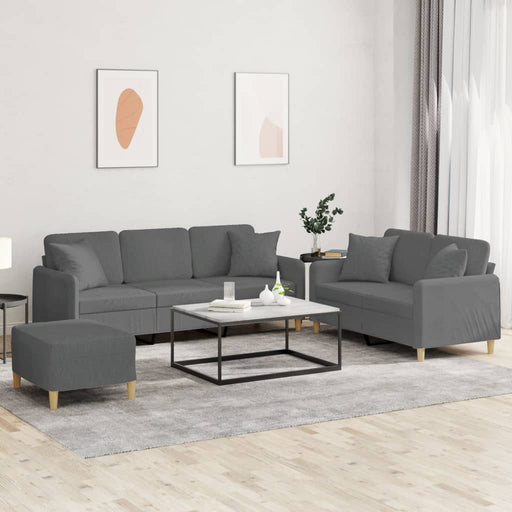Set de canapele cu perne, 3 piese, gri închis, textil - WALTI WALTI