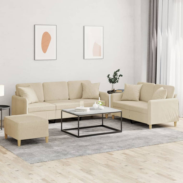 Set de canapele cu perne, 3 piese, crem, textil - WALTI WALTI
