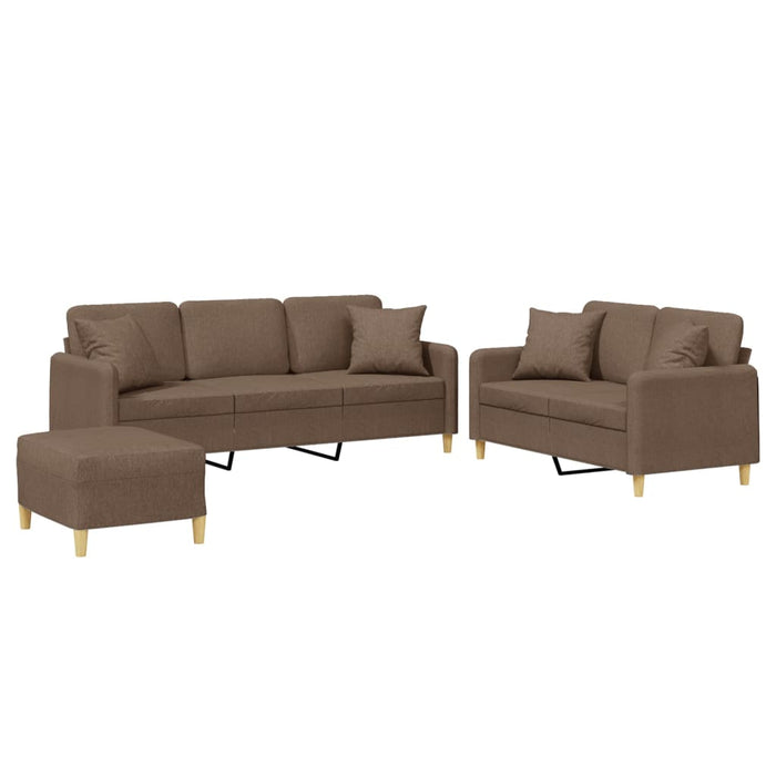 Set de canapele cu perne, 3 piese, maro, textil - WALTI WALTI