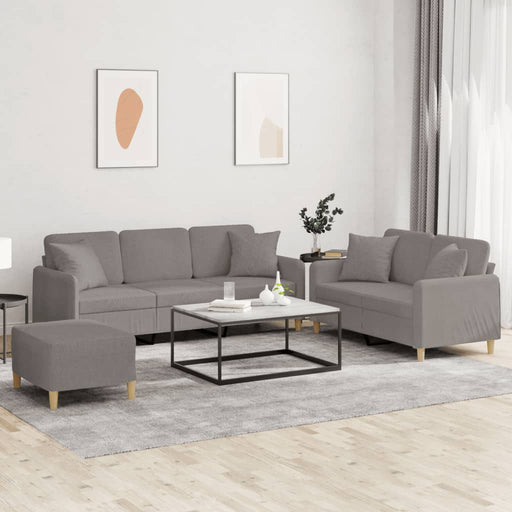 Set de canapele cu perne, 3 piese, gri taupe, textil - WALTI WALTI