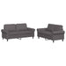 Set de canapele cu perne, 2 piese, gri, piele ecologică - WALTI WALTI