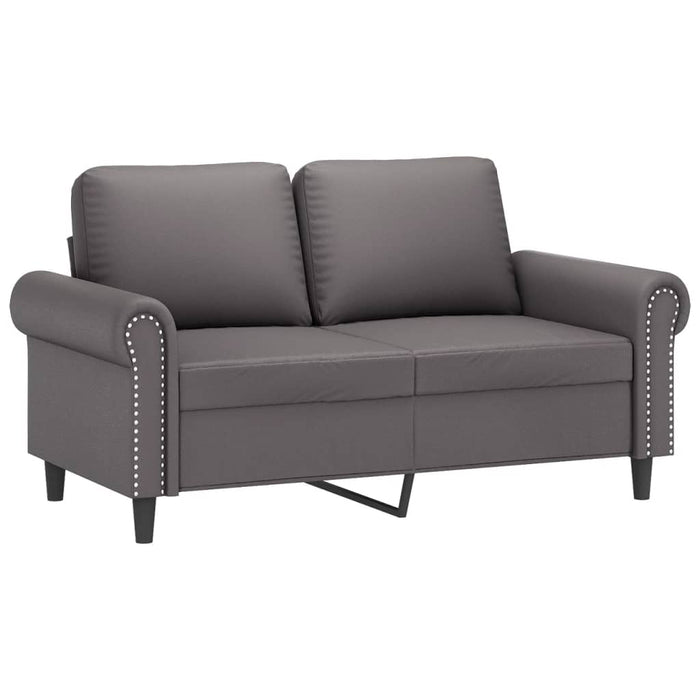 Set de canapele cu perne, 2 piese, gri, piele ecologică - WALTI WALTI