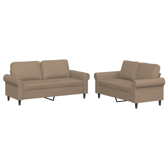 Set de canapele cu perne, 2 piese, cappuccino, piele ecologică - WALTI WALTI