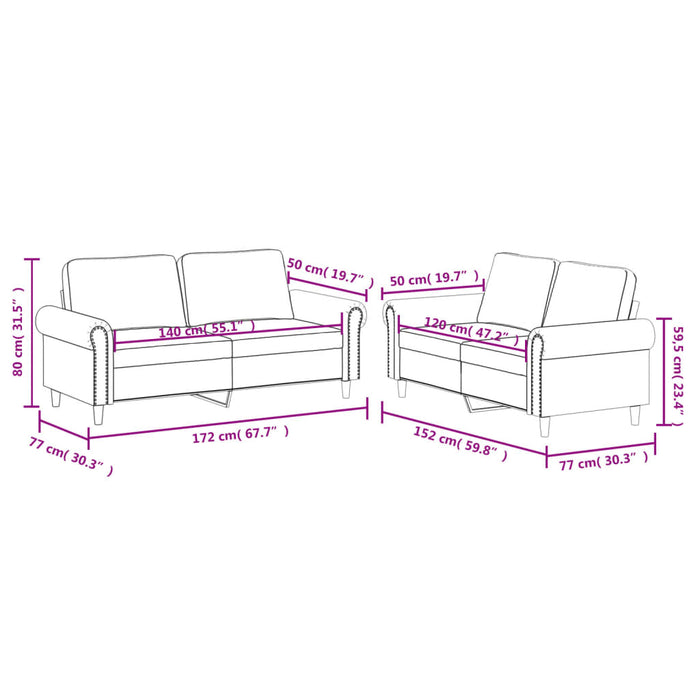 Set de canapele cu perne, 2 piese, cappuccino, piele ecologică - WALTI WALTI