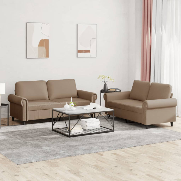Set de canapele cu perne, 2 piese, cappuccino, piele ecologică - WALTI WALTI