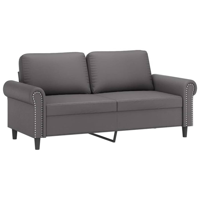 Set de canapele cu perne, 3 piese, gri, piele ecologică - WALTI WALTI
