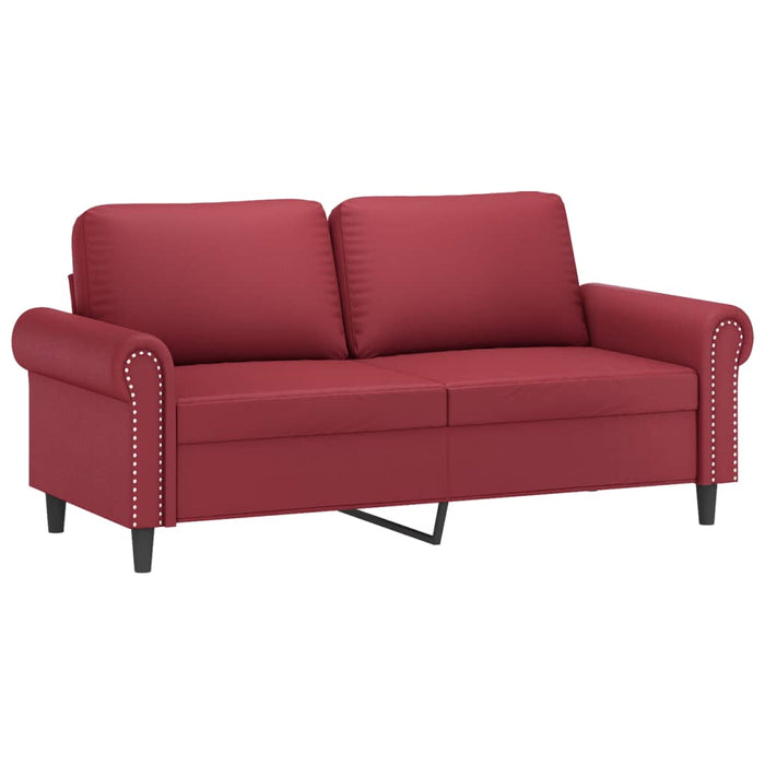 Set de canapele cu perne, 3 piese, roșu vin, piele ecologică - WALTI WALTI