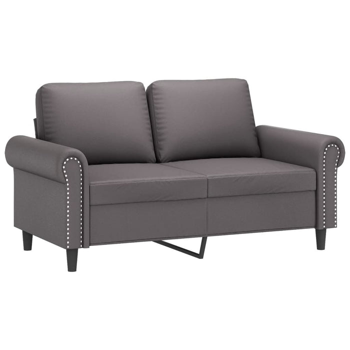 Set de canapele cu perne, 2 piese, gri, piele ecologică - WALTI WALTI
