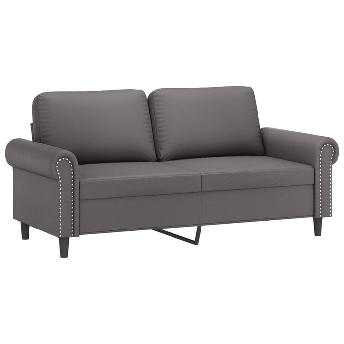 Set de canapele cu perne, 2 piese, gri, piele ecologică - WALTI WALTI