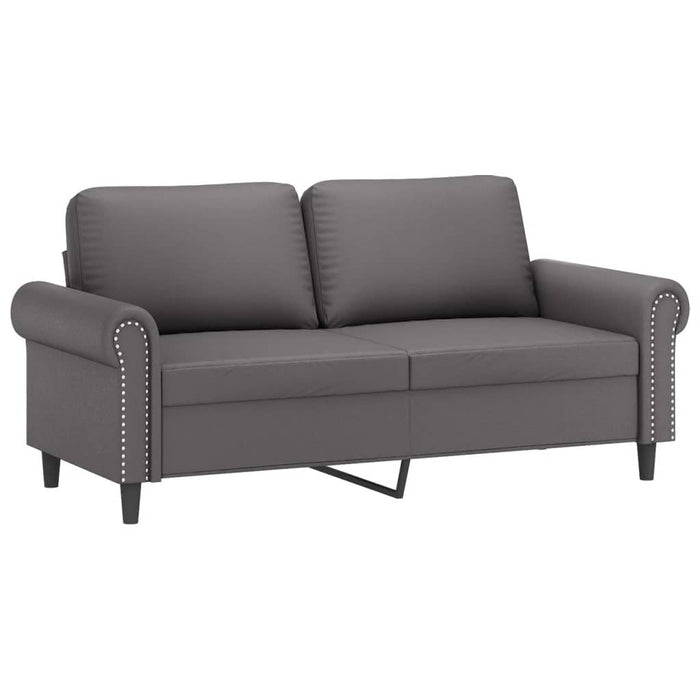 Set de canapele cu perne, 3 piese, gri, piele ecologică - WALTI WALTI