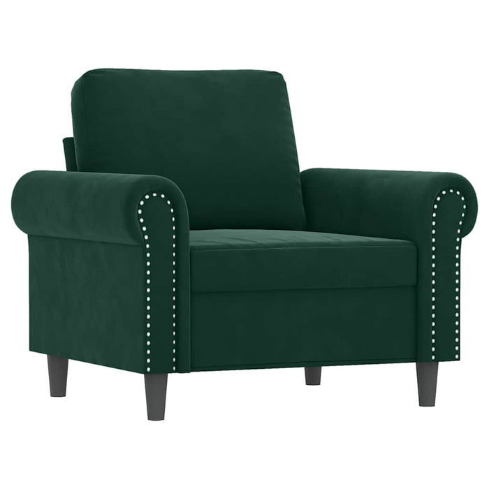 Set de canapele cu perne, 3 piese, verde închis, catifea - WALTI WALTI