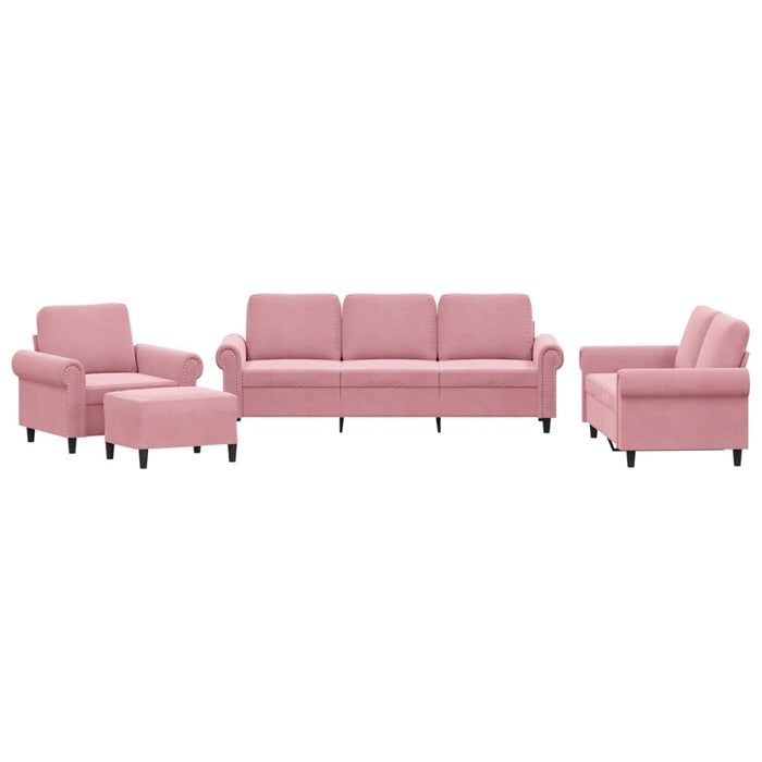 Set de canapele cu perne, 4 piese, roz, catifea - WALTI WALTI