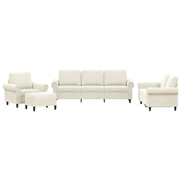 Set de canapele cu perne, 4 piese, crem, catifea WALTI