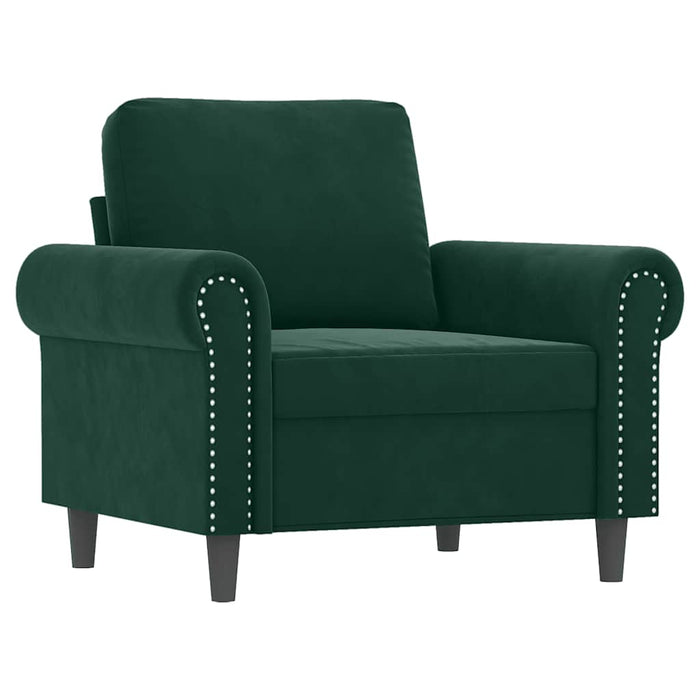 Set canapea cu perne, 3 piese, verde închis, catifea - WALTI WALTI