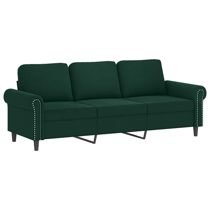 Set canapea cu perne, 3 piese, verde închis, catifea - WALTI WALTI