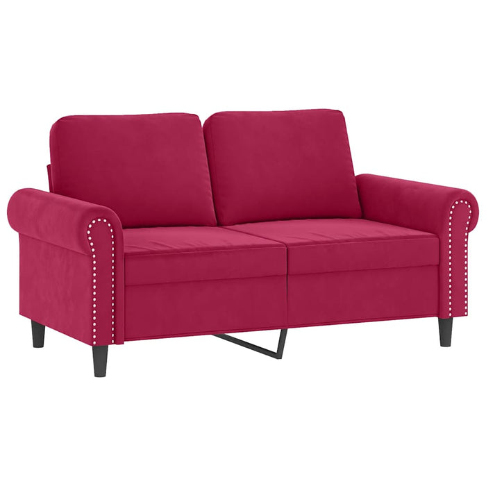 Set canapele cu perne, 3 piese, roșu vin, catifea WALTI
